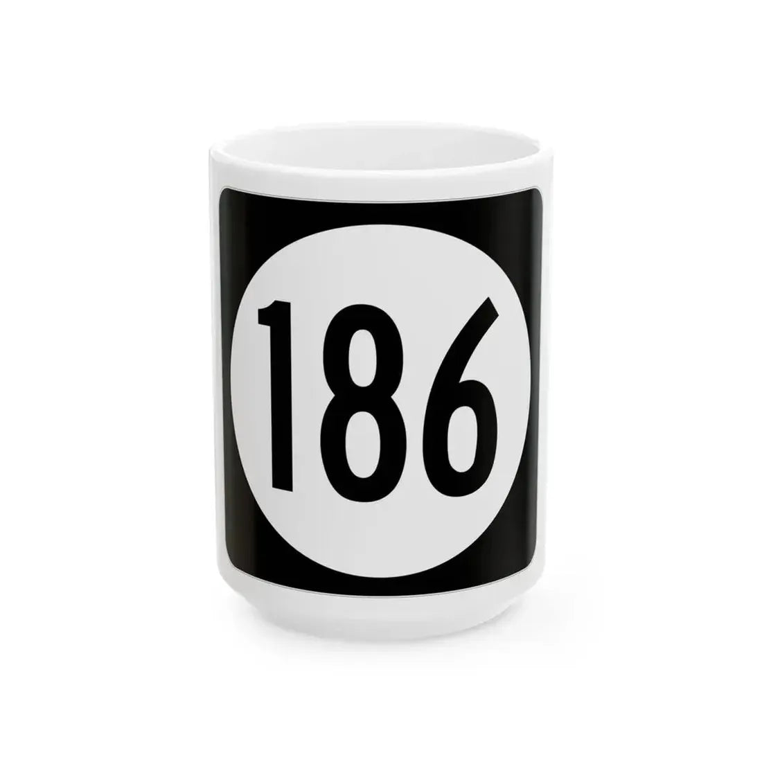 Iowa 186 (Iowa) (Road Sign) White Coffee Mug 15oz - Go Mug Yourself