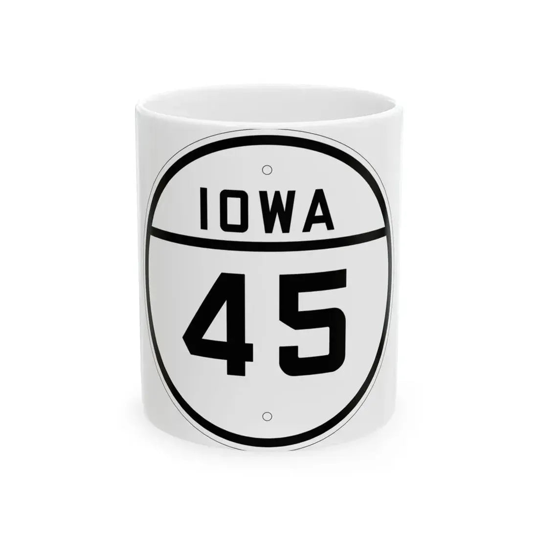 Iowa 45 1926 (Iowa) (Road Sign) White Coffee Mug 11oz - Go Mug Yourself