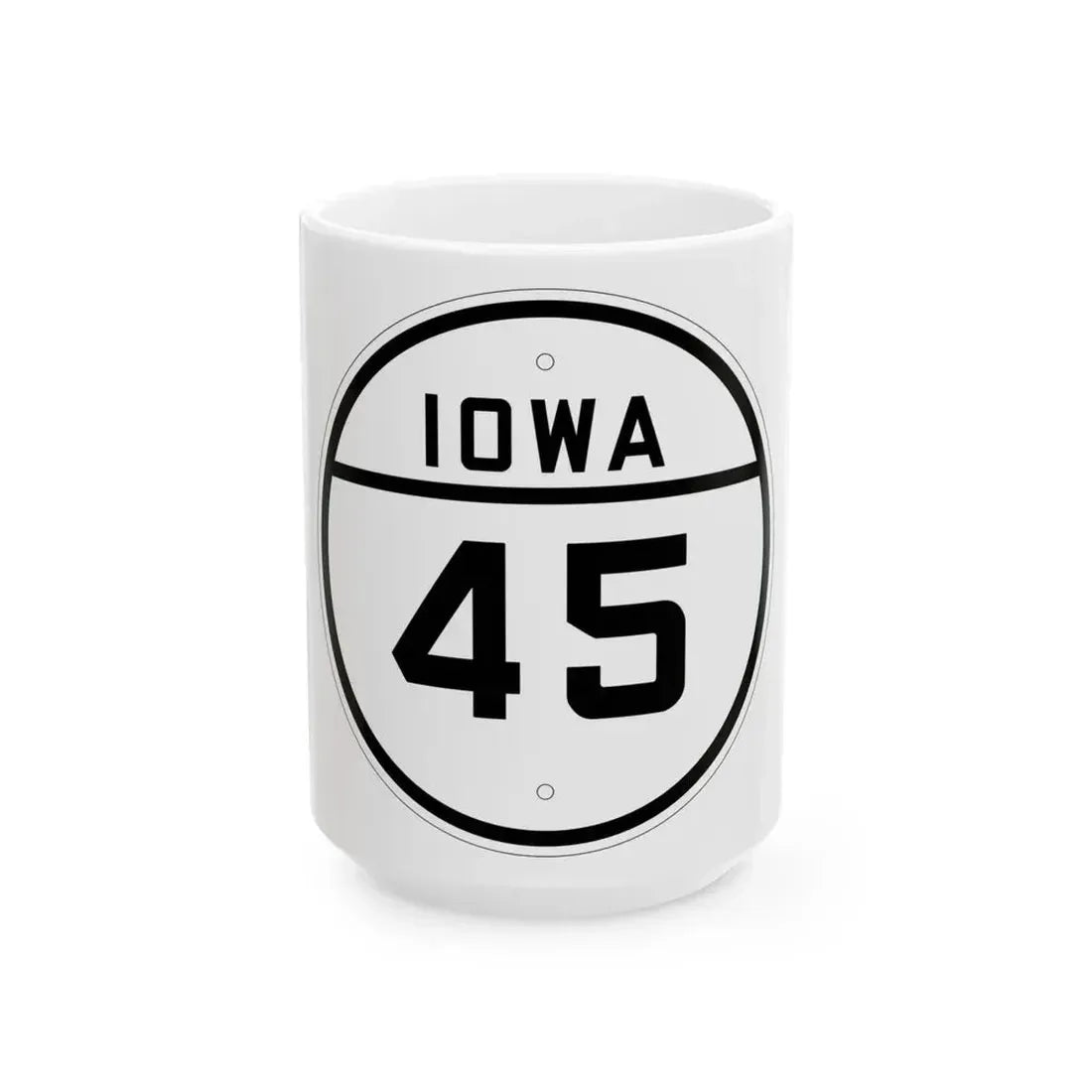 Iowa 45 1926 (Iowa) (Road Sign) White Coffee Mug 15oz - Go Mug Yourself