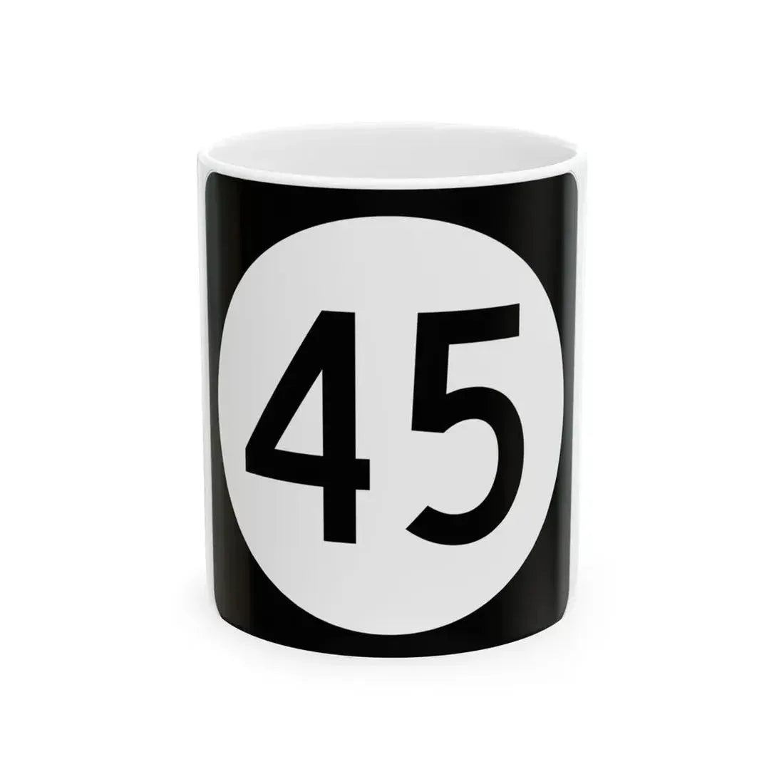 Iowa 45 (Iowa) (Road Sign) White Coffee Mug 11oz - Go Mug Yourself