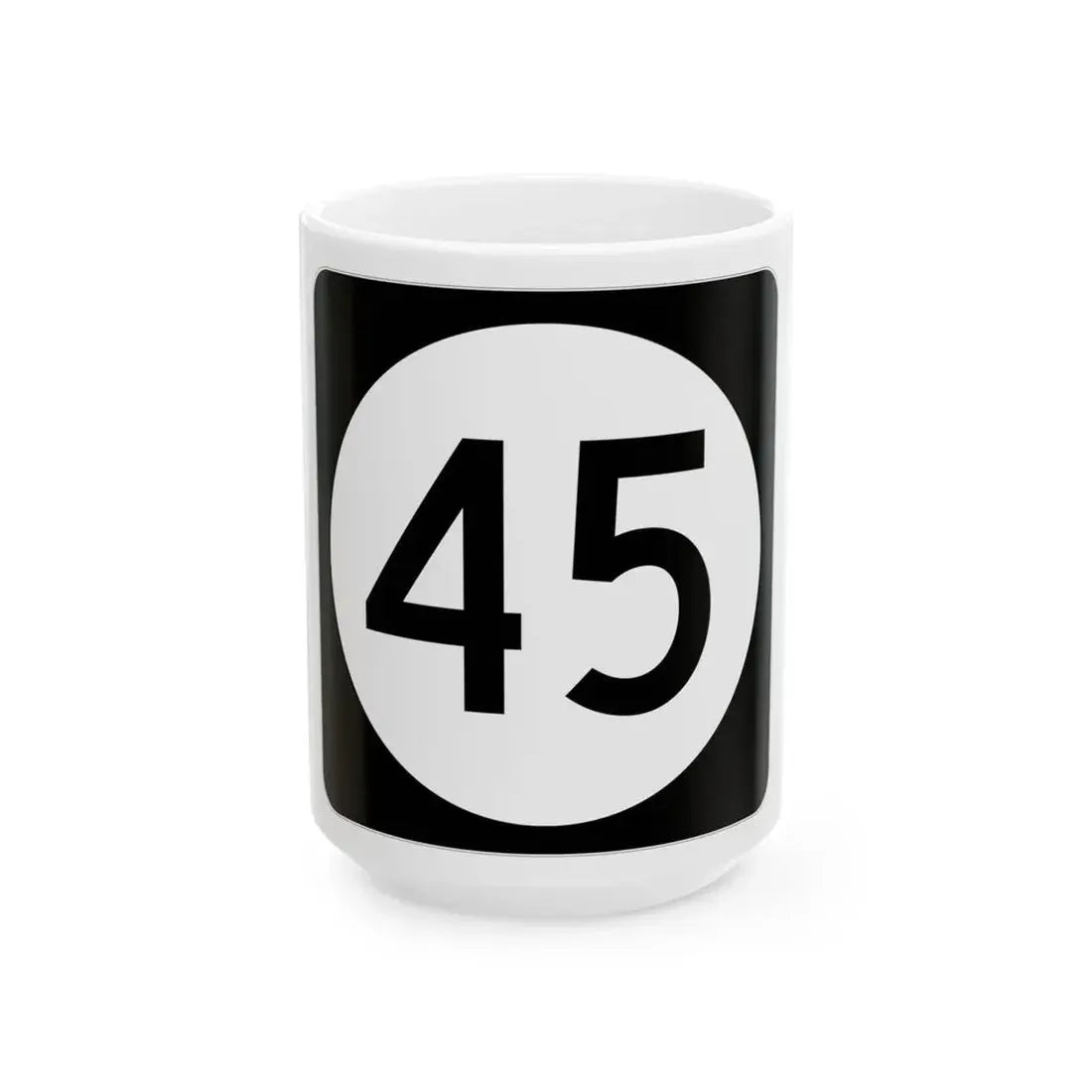 Iowa 45 (Iowa) (Road Sign) White Coffee Mug 15oz - Go Mug Yourself