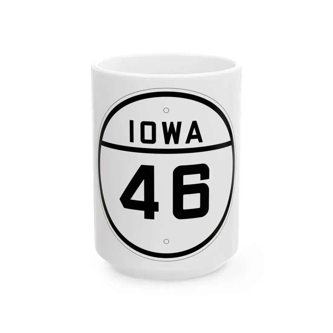 Iowa 46 1926 (Iowa) (Road Sign) White Coffee Mug 15oz - Go Mug Yourself