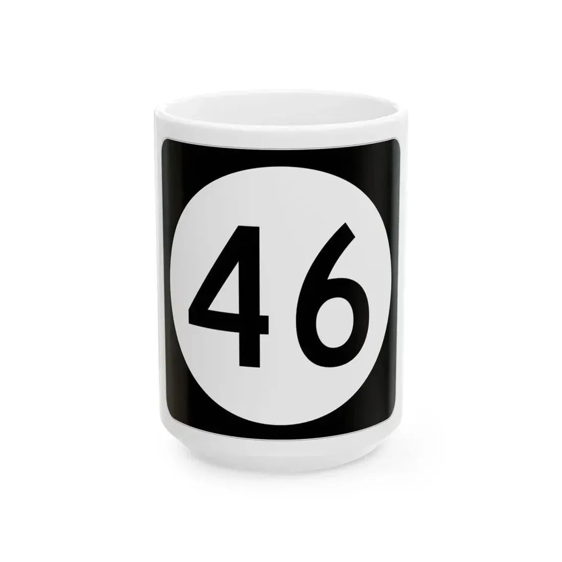 Iowa 46 (Iowa) (Road Sign) White Coffee Mug 15oz - Go Mug Yourself