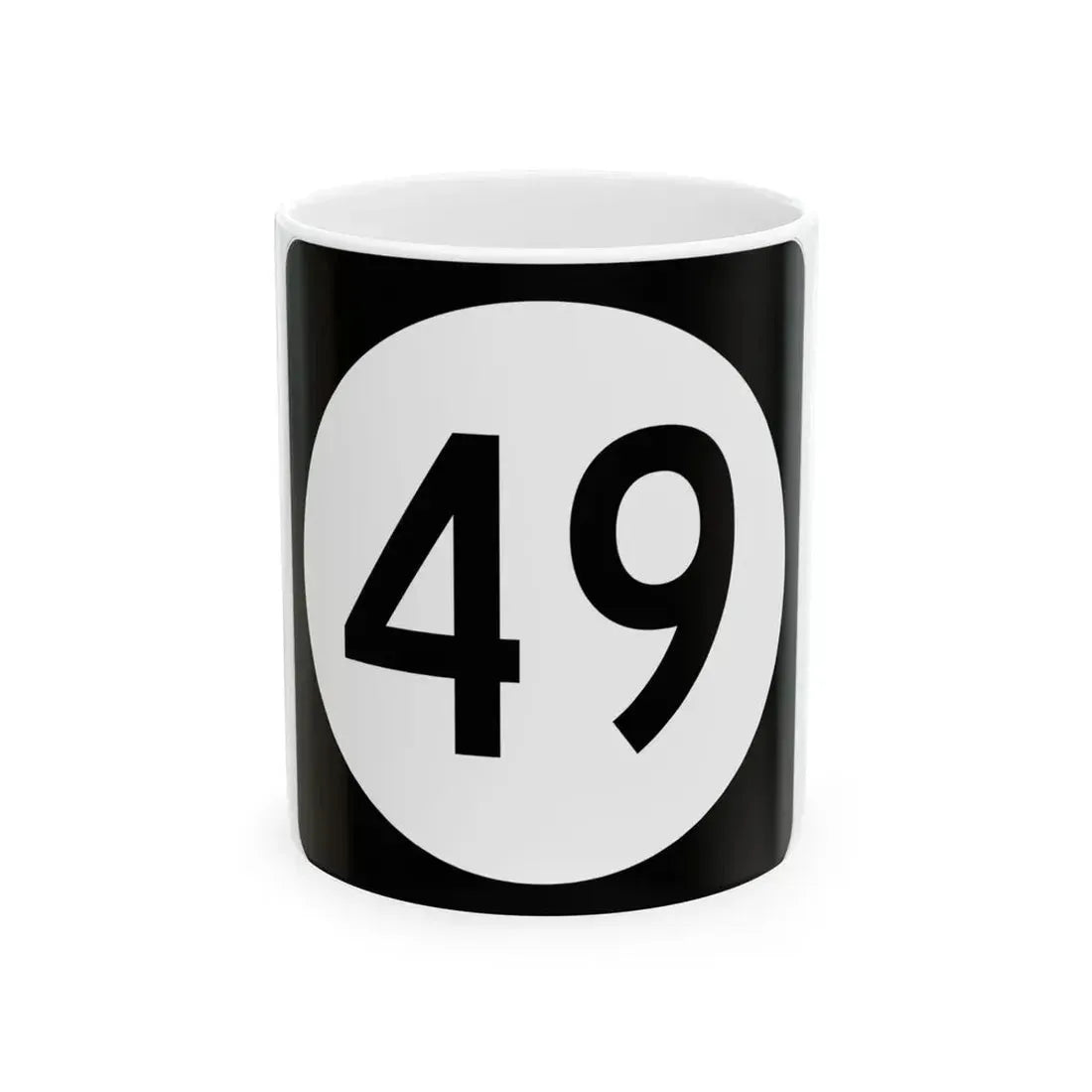 Iowa 49 (Iowa) (Road Sign) White Coffee Mug 11oz - Go Mug Yourself