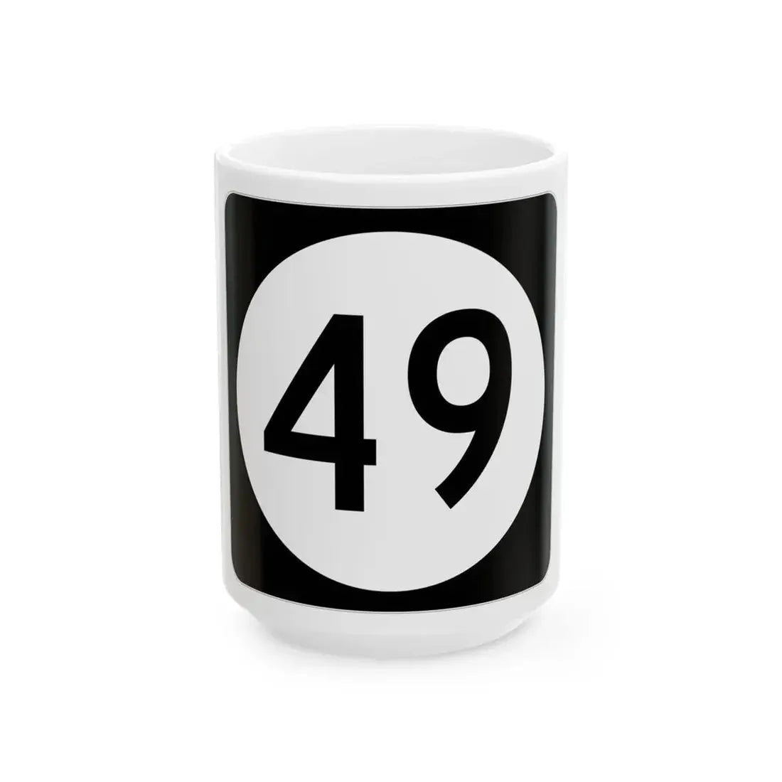 Iowa 49 (Iowa) (Road Sign) White Coffee Mug 15oz - Go Mug Yourself