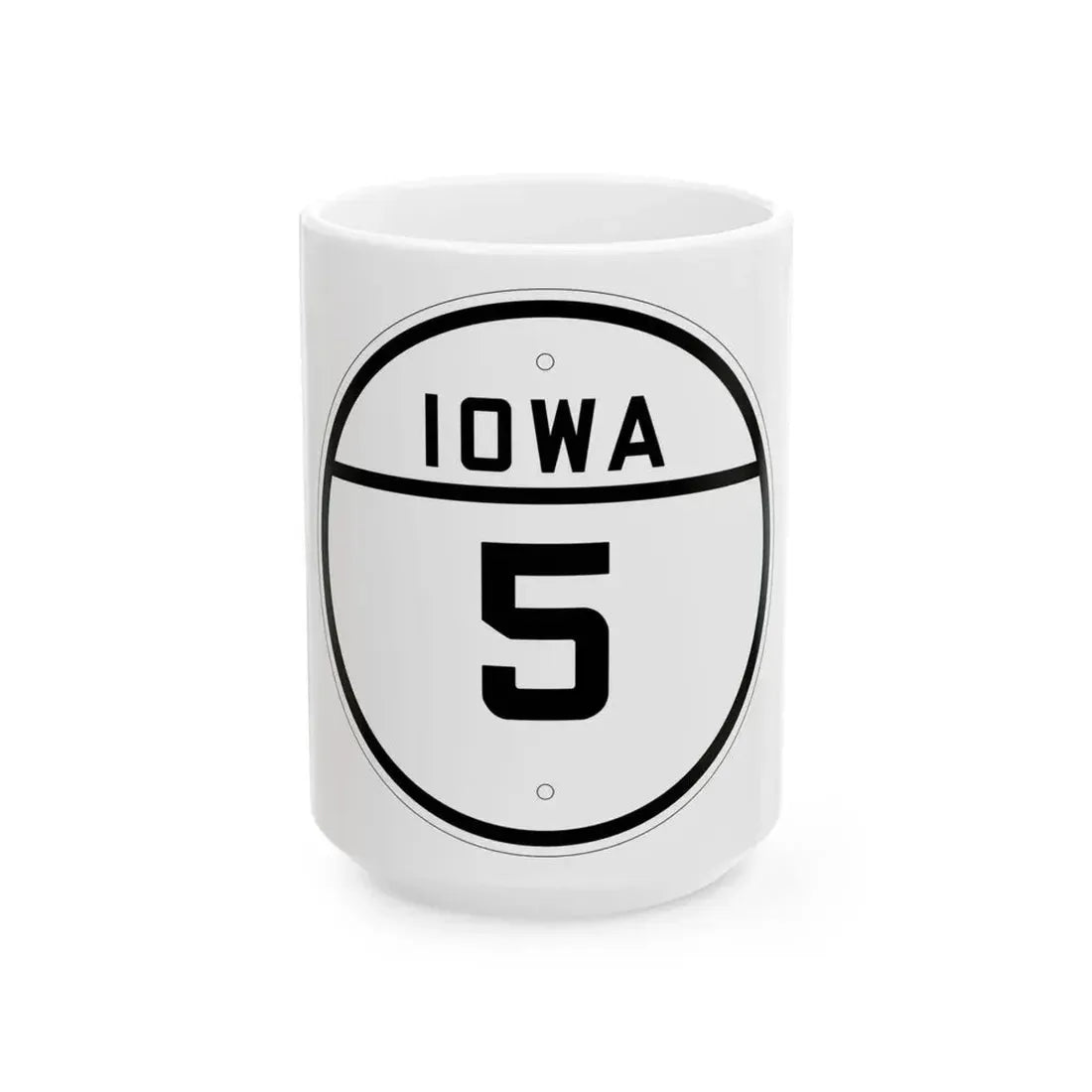 Iowa 5 1926 (Iowa) (Road Sign) White Coffee Mug 15oz - Go Mug Yourself
