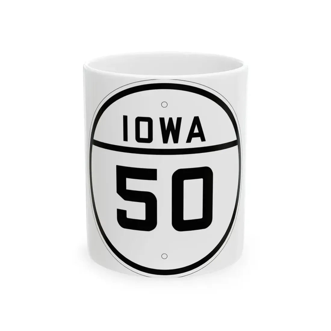 Iowa 50 1926 (Iowa) (Road Sign) White Coffee Mug 11oz - Go Mug Yourself
