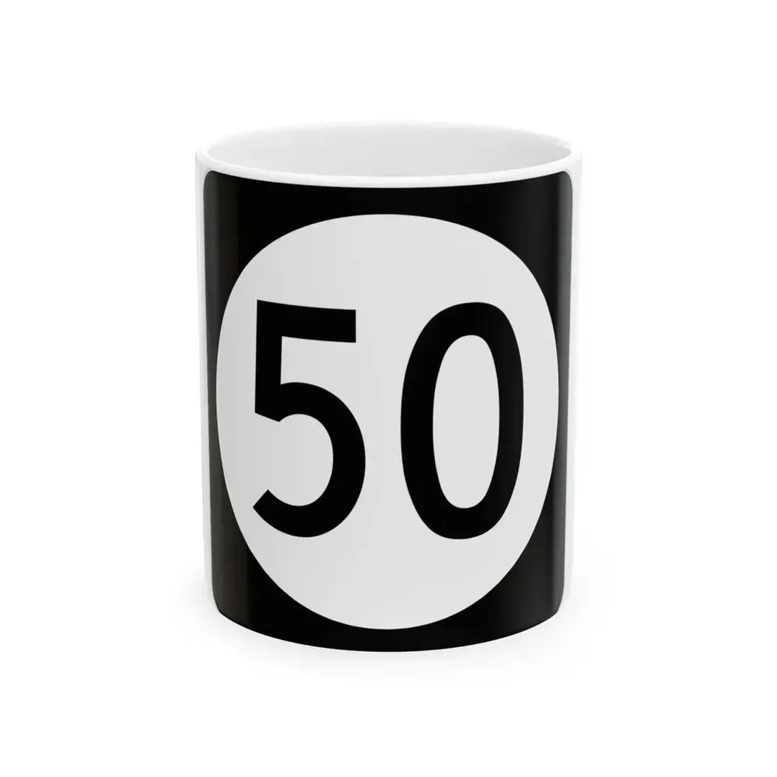Iowa 50 (Iowa) (Road Sign) White Coffee Mug 11oz - Go Mug Yourself