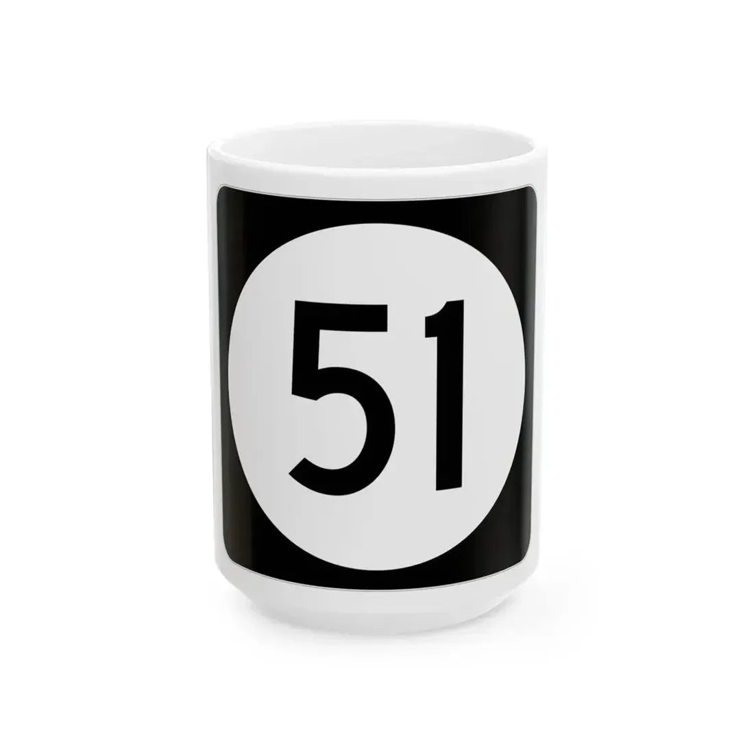 Iowa 51 (Iowa) (Road Sign) White Coffee Mug 15oz - Go Mug Yourself