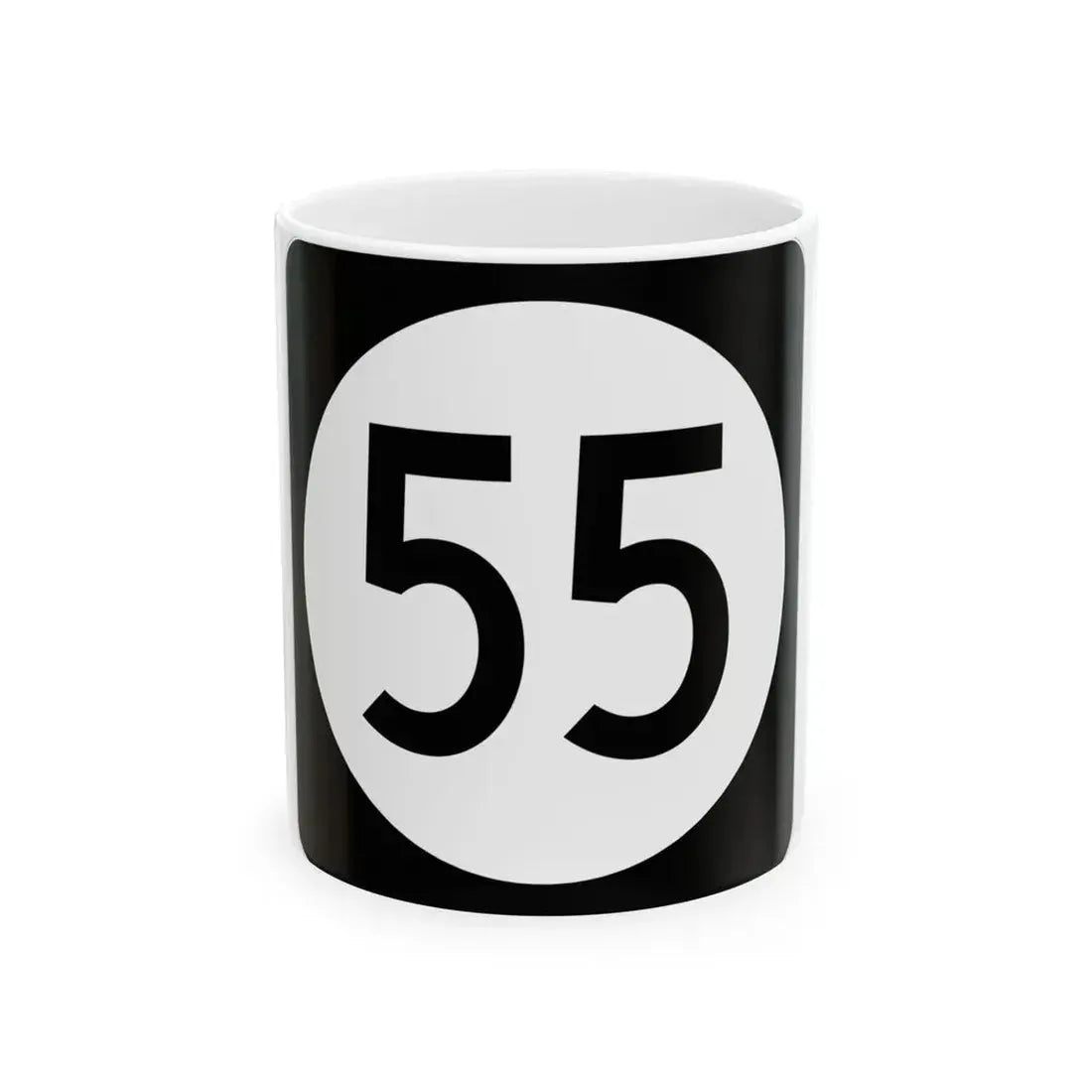 Iowa 55 (Iowa) (Road Sign) White Coffee Mug 11oz - Go Mug Yourself