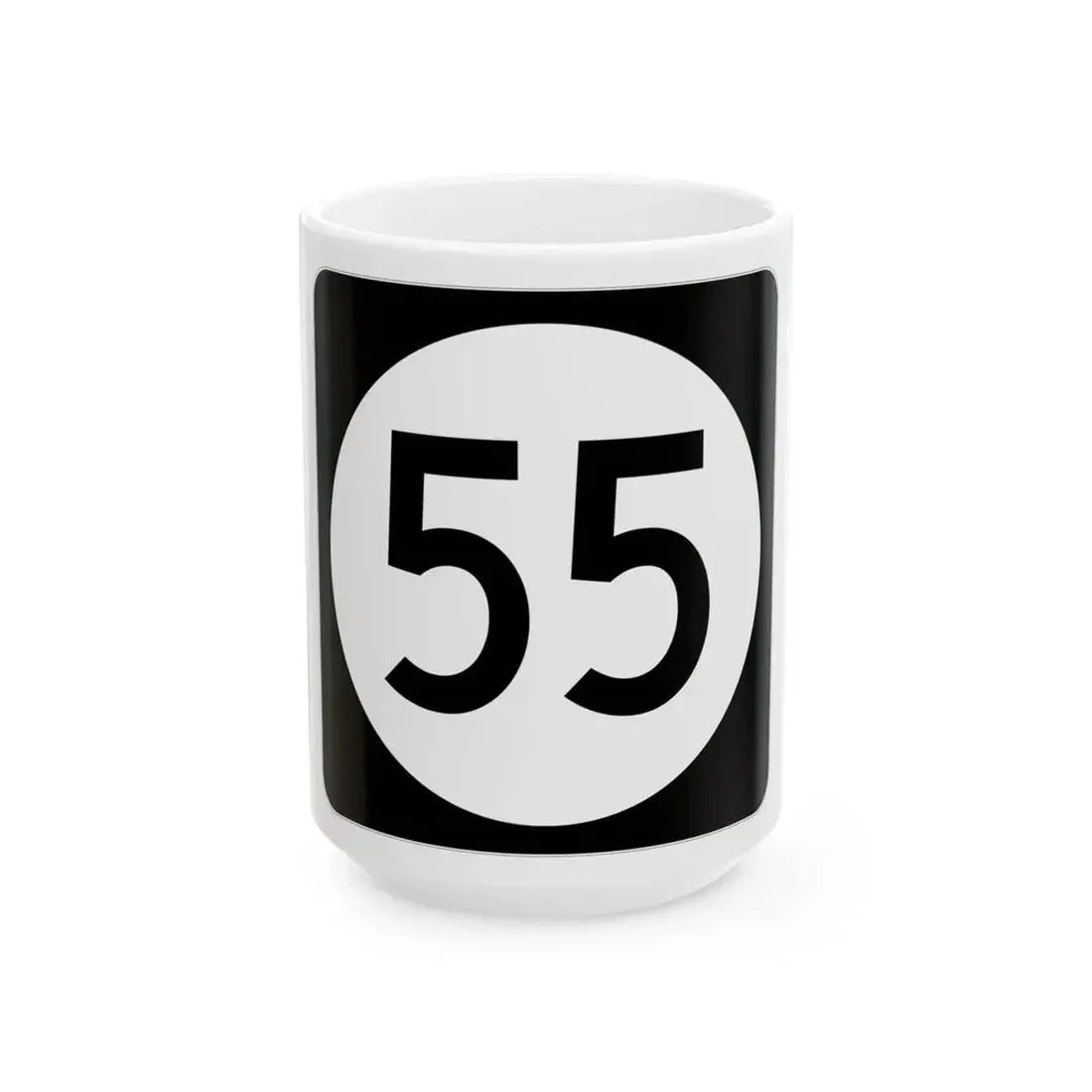 Iowa 55 (Iowa) (Road Sign) White Coffee Mug 15oz - Go Mug Yourself
