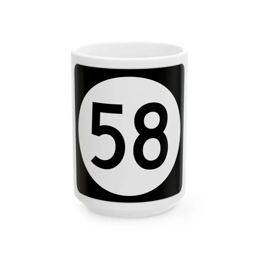 Iowa 58 (Iowa) (Road Sign) White Coffee Mug 15oz - Go Mug Yourself