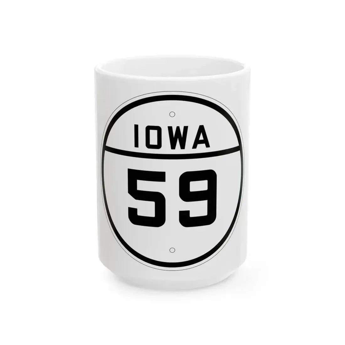 Iowa 59 1926 (Iowa) (Road Sign) White Coffee Mug 15oz - Go Mug Yourself