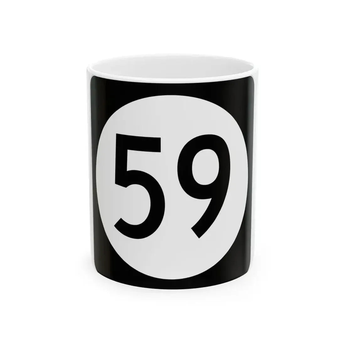 Iowa 59 (Iowa) (Road Sign) White Coffee Mug 11oz - Go Mug Yourself