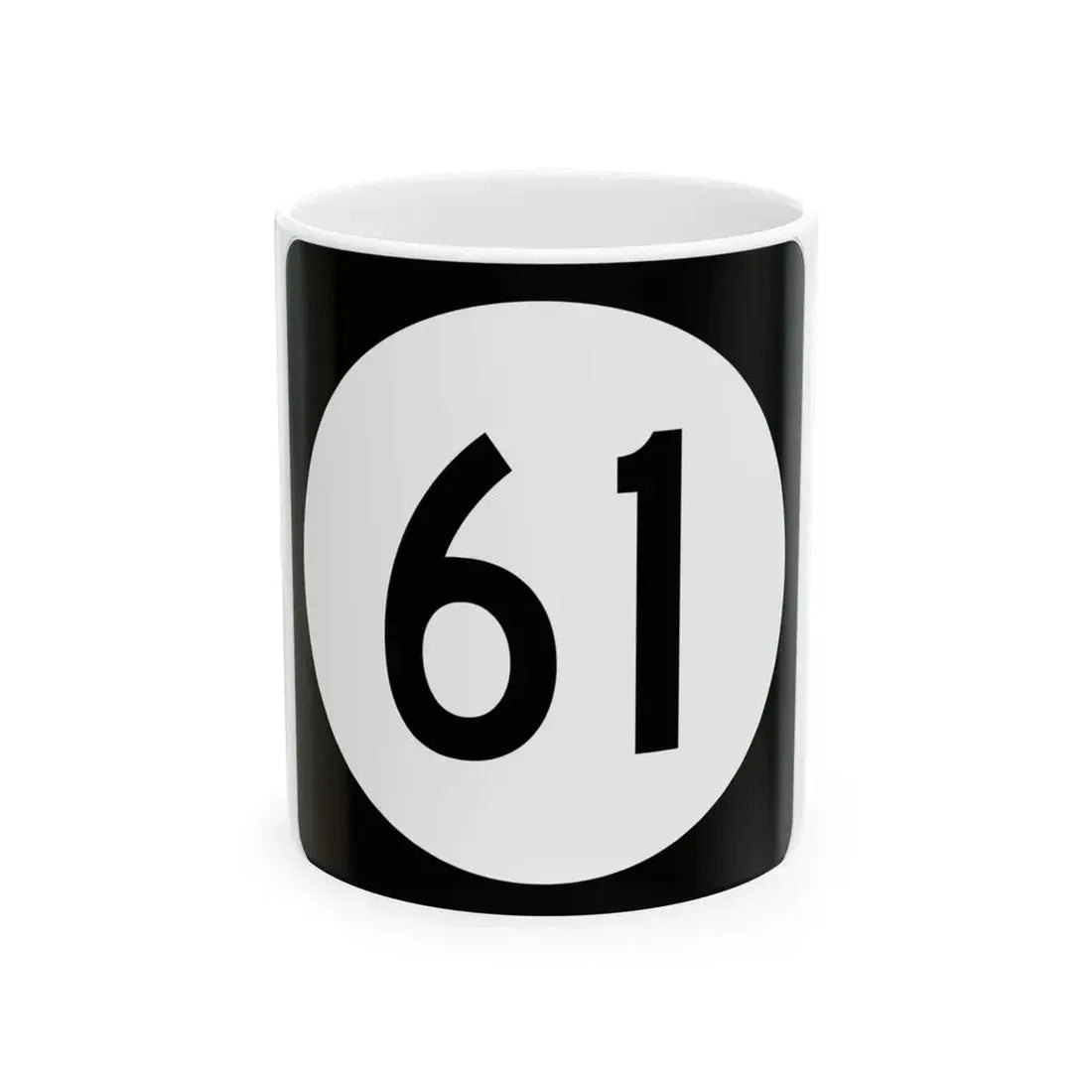 Iowa 61 (Iowa) (Road Sign) White Coffee Mug 11oz - Go Mug Yourself