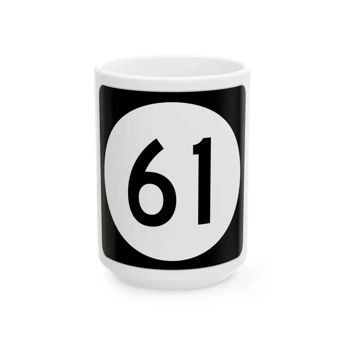 Iowa 61 (Iowa) (Road Sign) White Coffee Mug 15oz - Go Mug Yourself