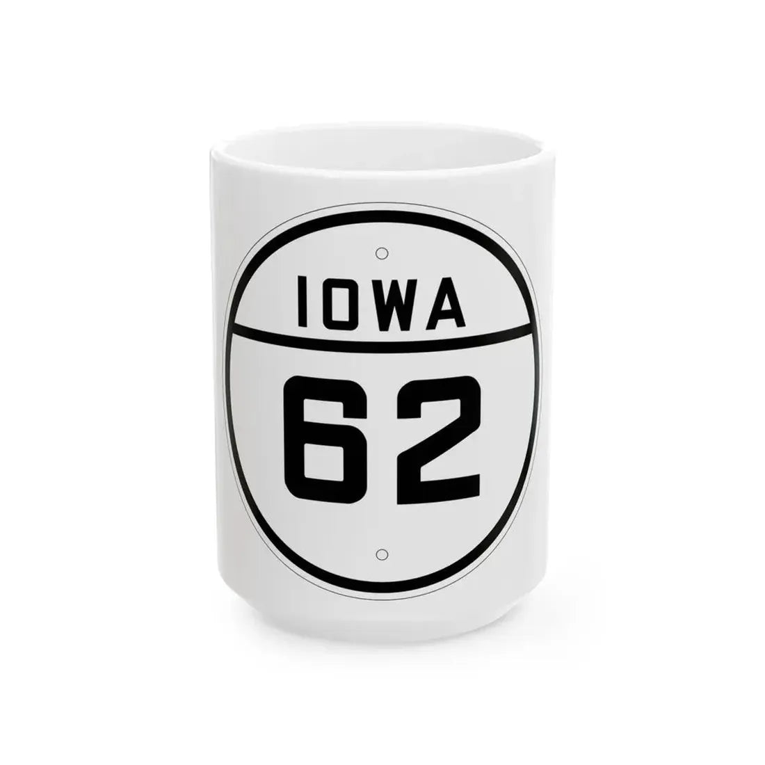 Iowa 62 1926 (Iowa) (Road Sign) White Coffee Mug 15oz - Go Mug Yourself