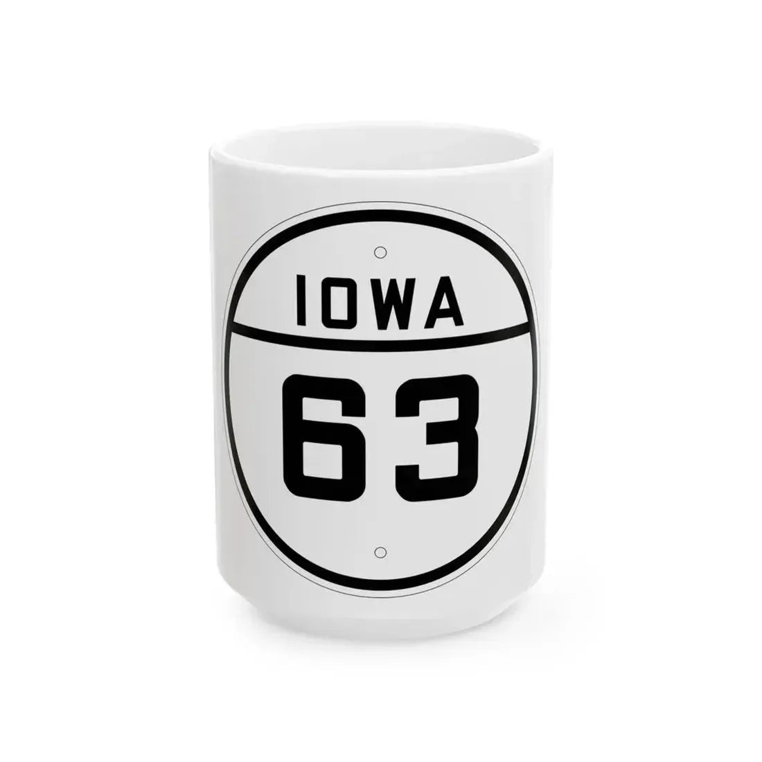 Iowa 63 1926 (Iowa) (Road Sign) White Coffee Mug 15oz - Go Mug Yourself