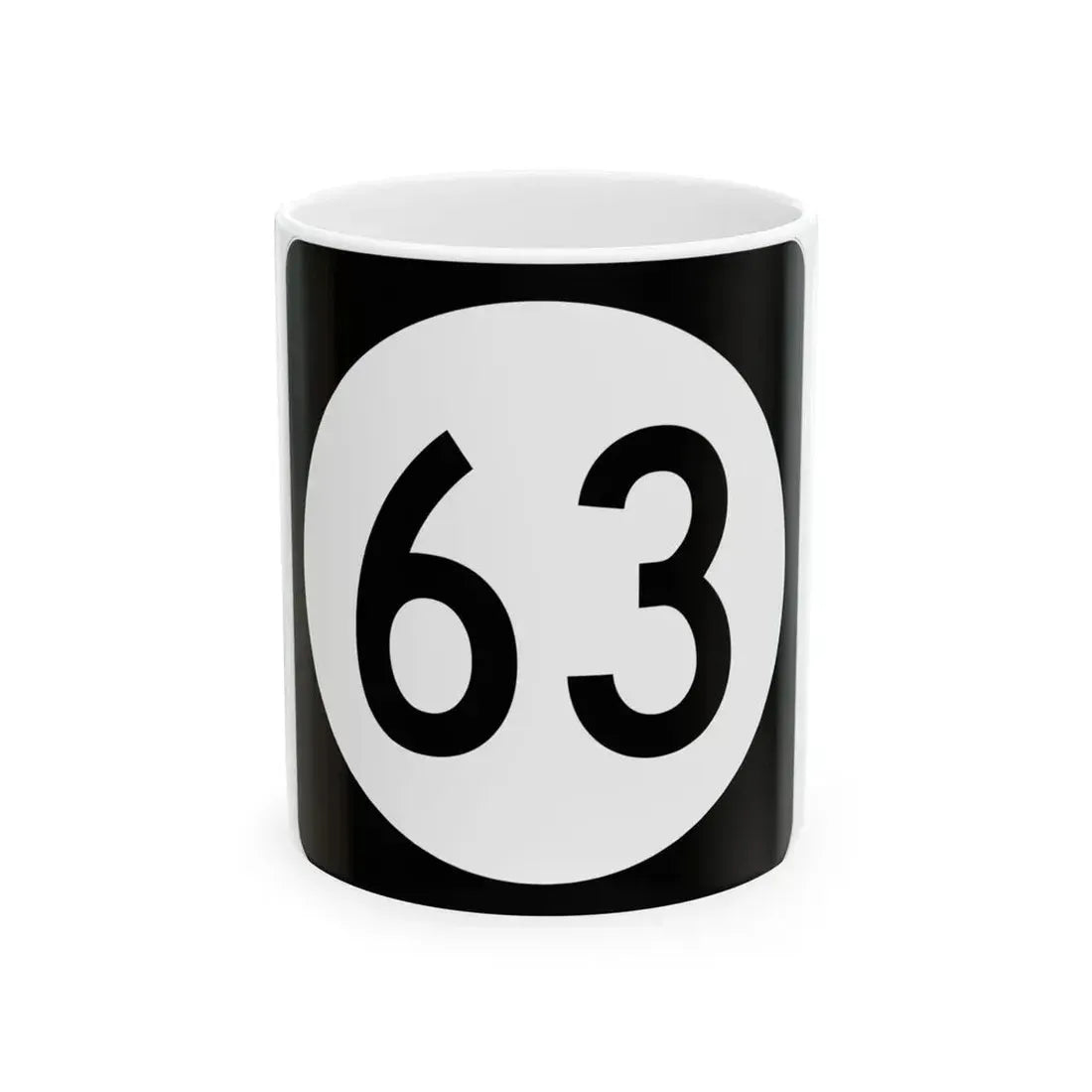 Iowa 63 (Iowa) (Road Sign) White Coffee Mug 11oz - Go Mug Yourself