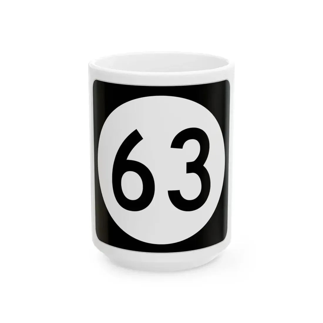 Iowa 63 (Iowa) (Road Sign) White Coffee Mug 15oz - Go Mug Yourself