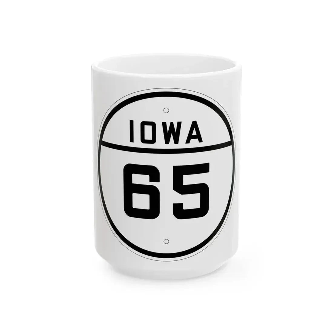 Iowa 65 1926 (Iowa) (Road Sign) White Coffee Mug 15oz - Go Mug Yourself