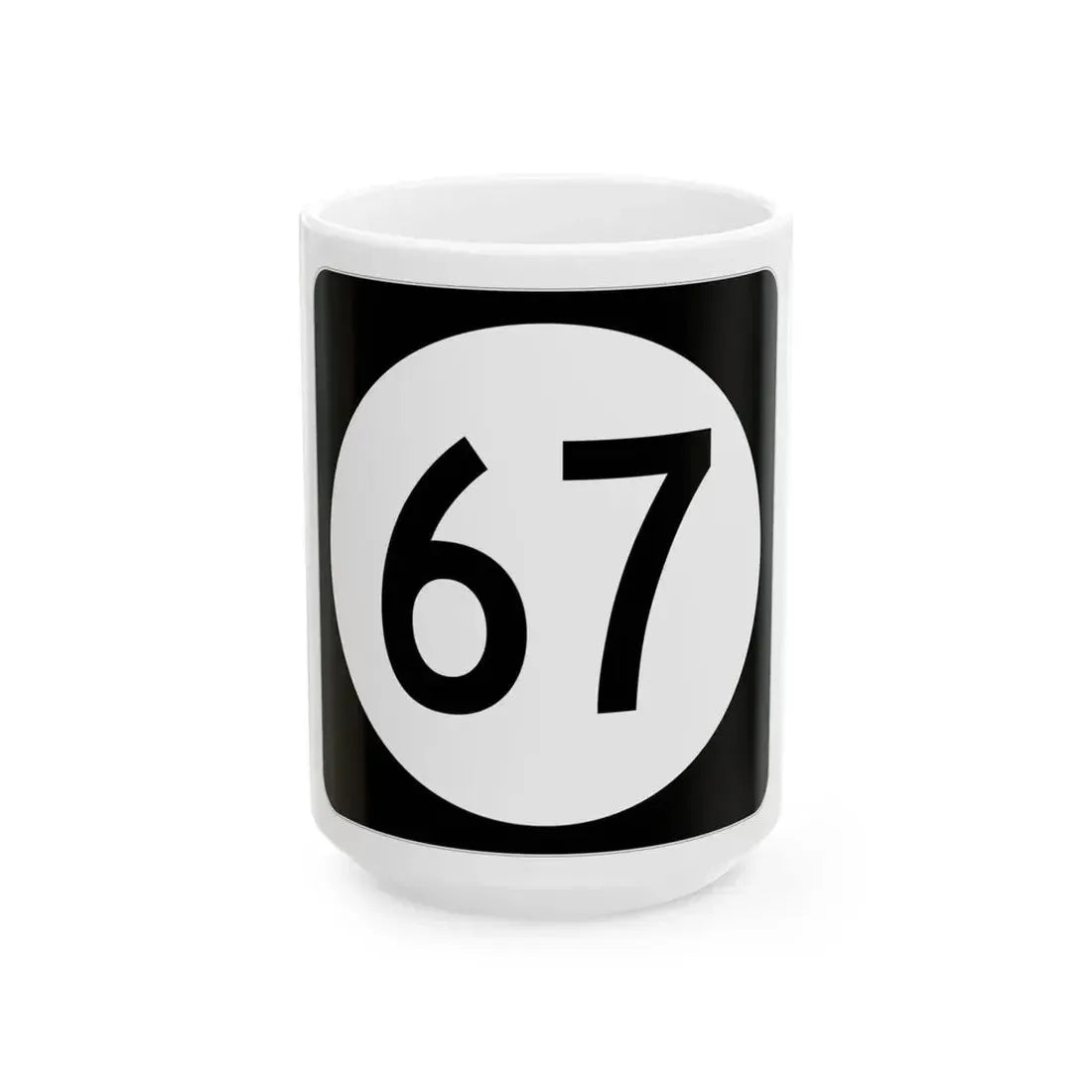 Iowa 67 (Iowa) (Road Sign) White Coffee Mug 15oz - Go Mug Yourself