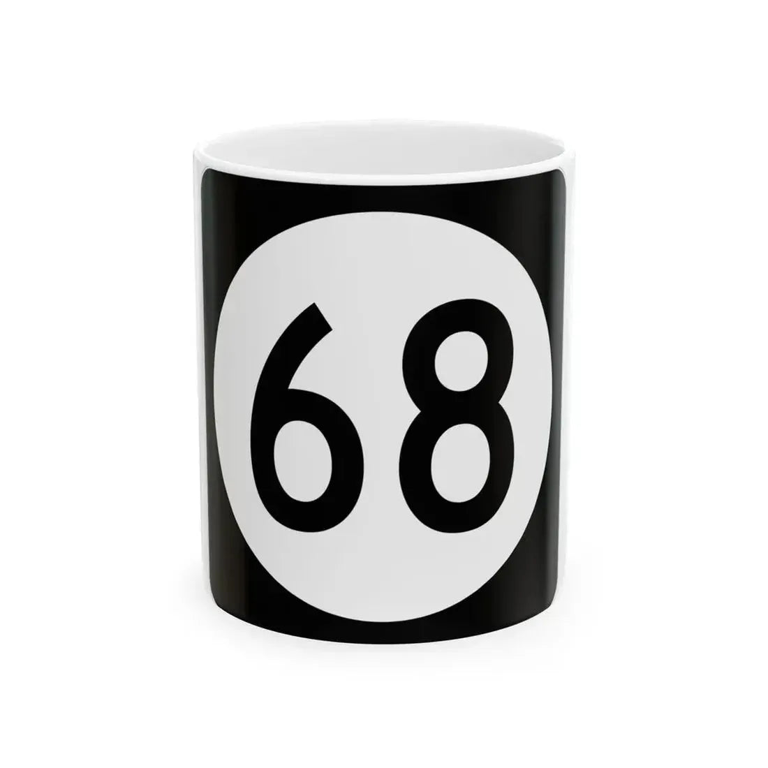 Iowa 68 (Iowa) (Road Sign) White Coffee Mug 11oz - Go Mug Yourself