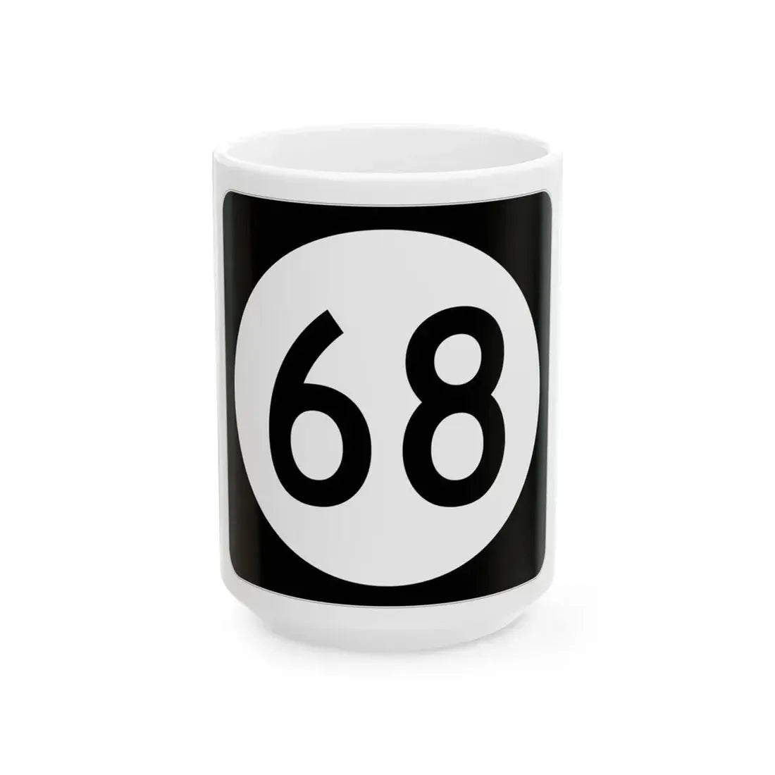 Iowa 68 (Iowa) (Road Sign) White Coffee Mug 15oz - Go Mug Yourself