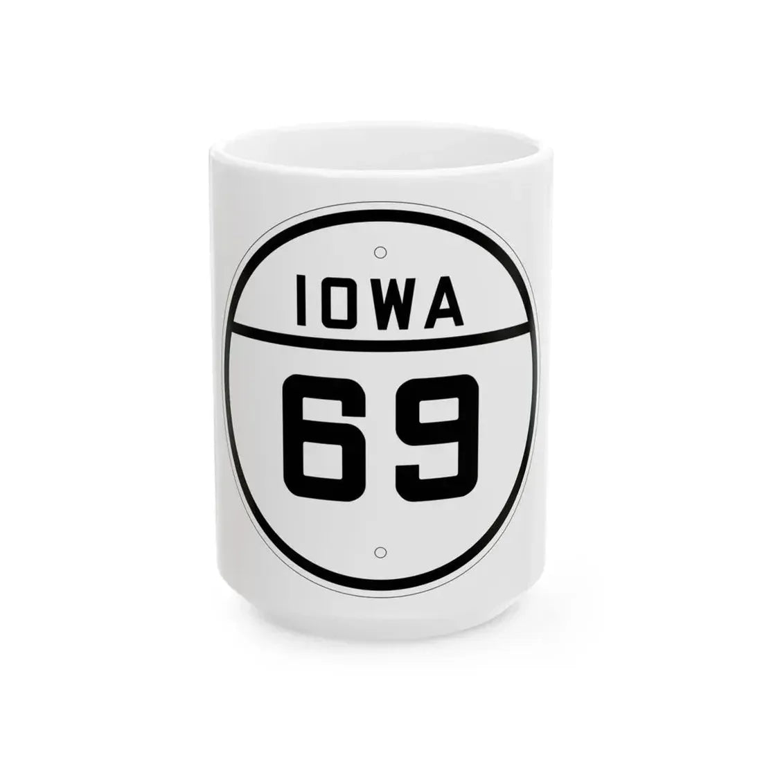 Iowa 69 1926 (Iowa) (Road Sign) White Coffee Mug 15oz - Go Mug Yourself