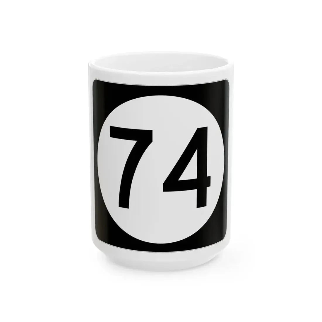 Iowa 74 (Iowa) (Road Sign) White Coffee Mug 15oz - Go Mug Yourself