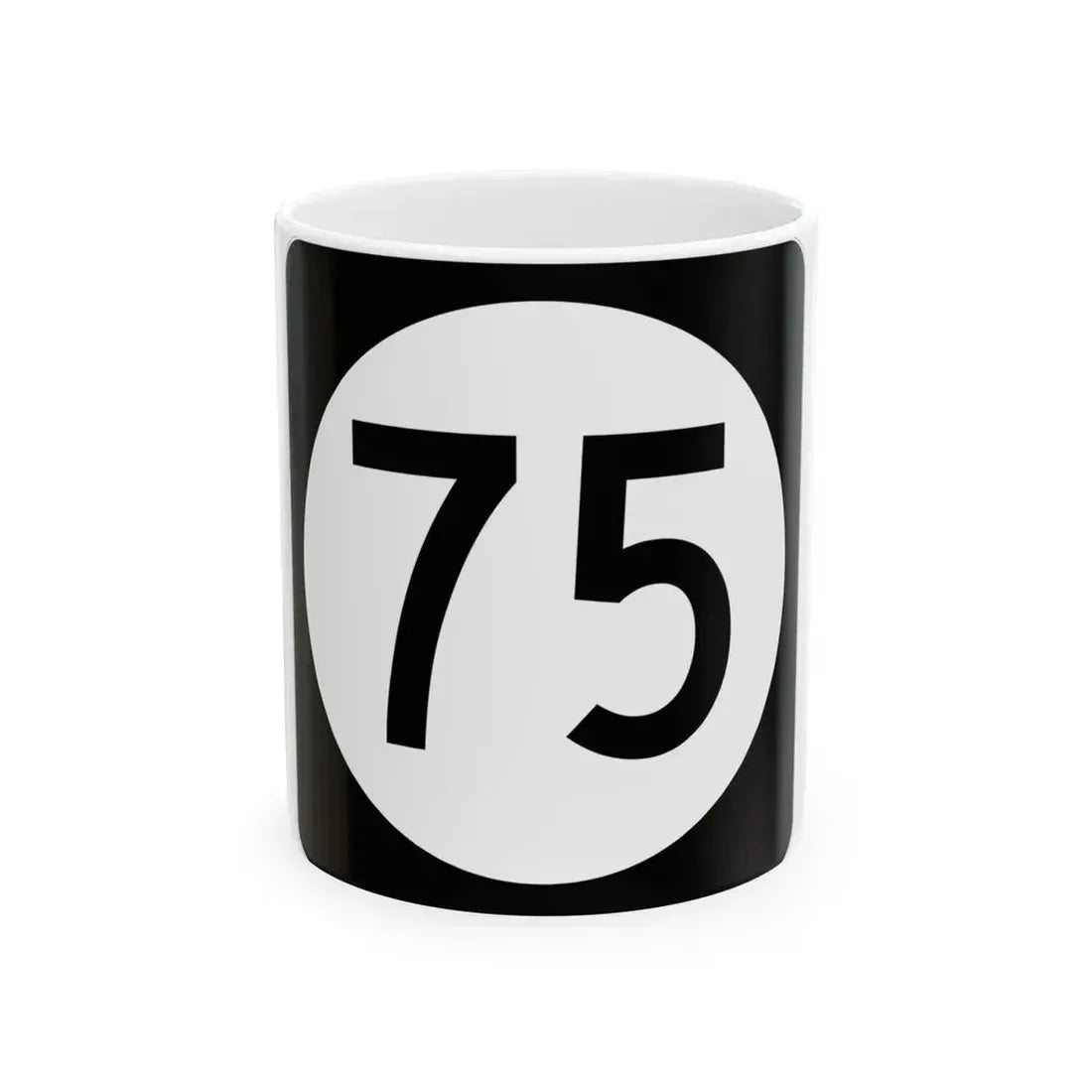Iowa 75 (Iowa) (Road Sign) White Coffee Mug 11oz - Go Mug Yourself