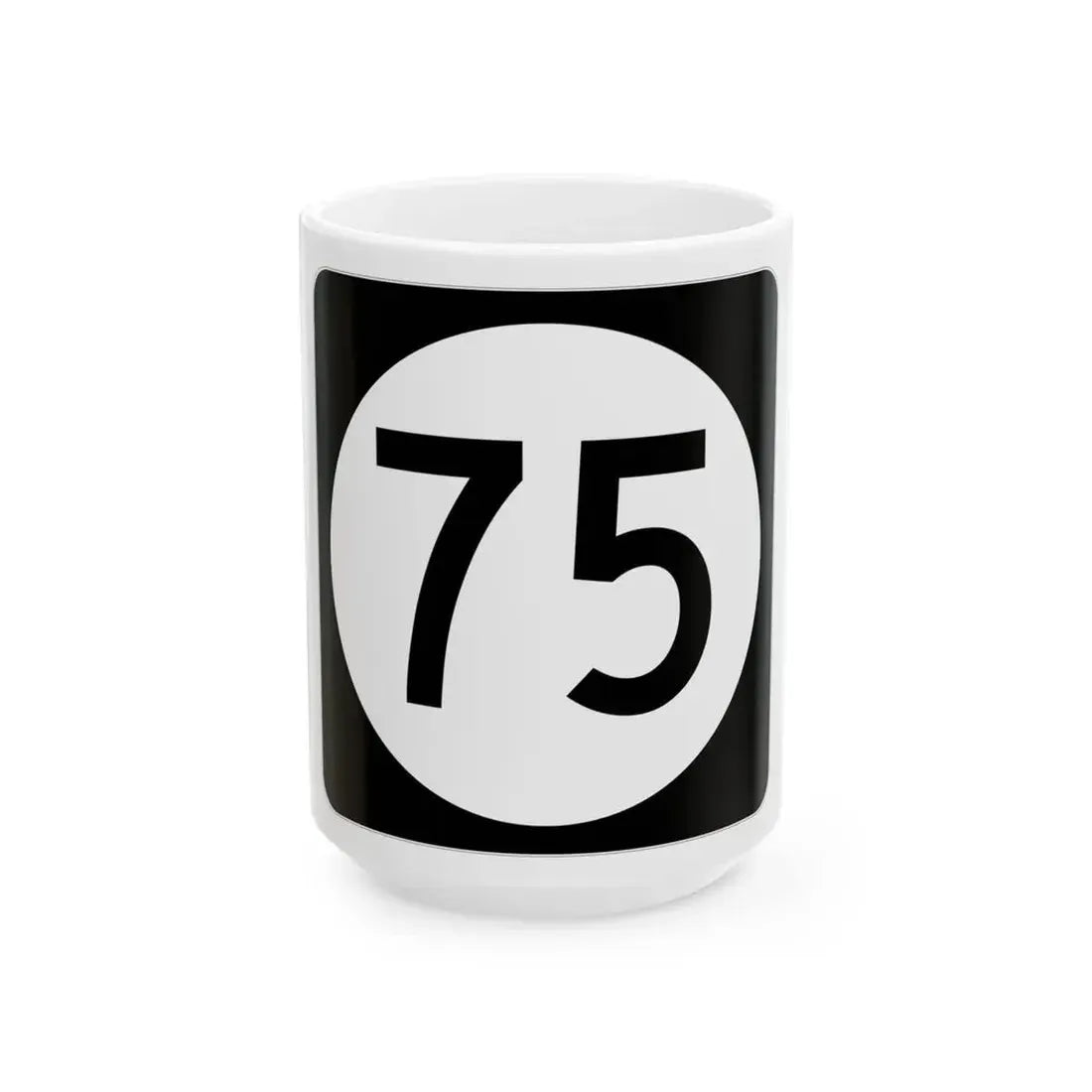Iowa 75 (Iowa) (Road Sign) White Coffee Mug 15oz - Go Mug Yourself