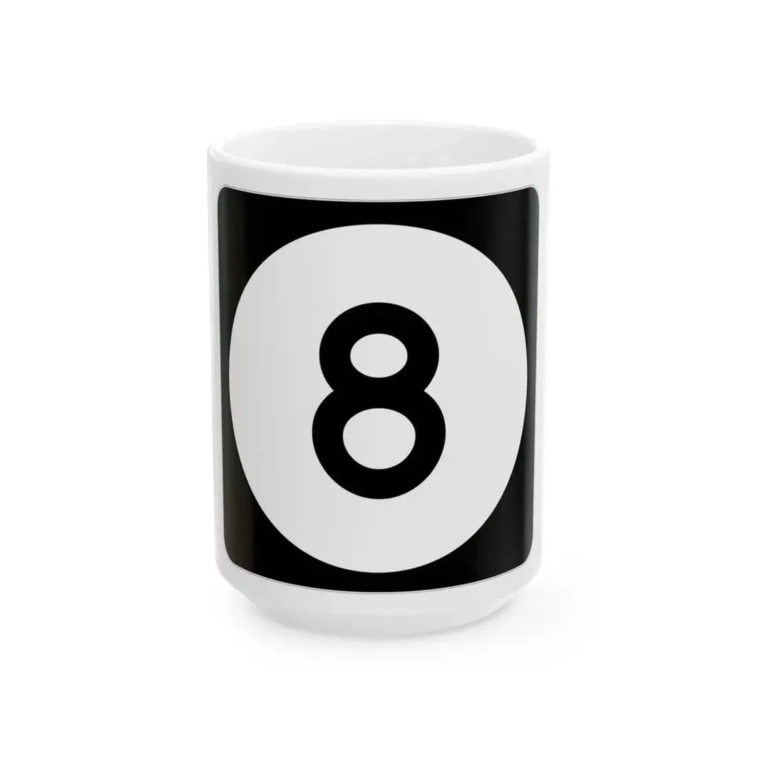 Iowa 8 (Iowa) (Road Sign) White Coffee Mug 15oz - Go Mug Yourself