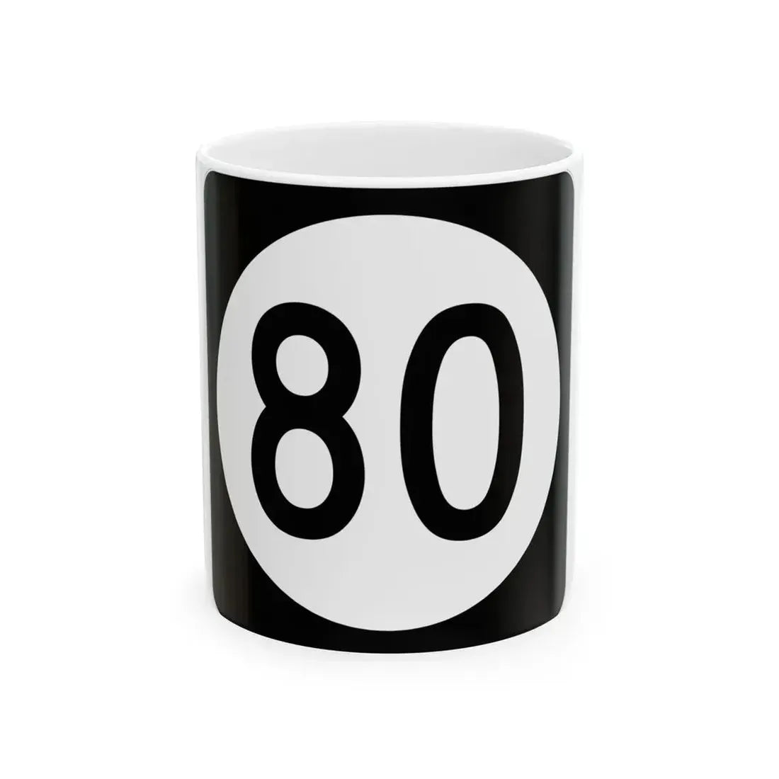 Iowa 80 (Iowa) (Road Sign) White Coffee Mug 11oz - Go Mug Yourself
