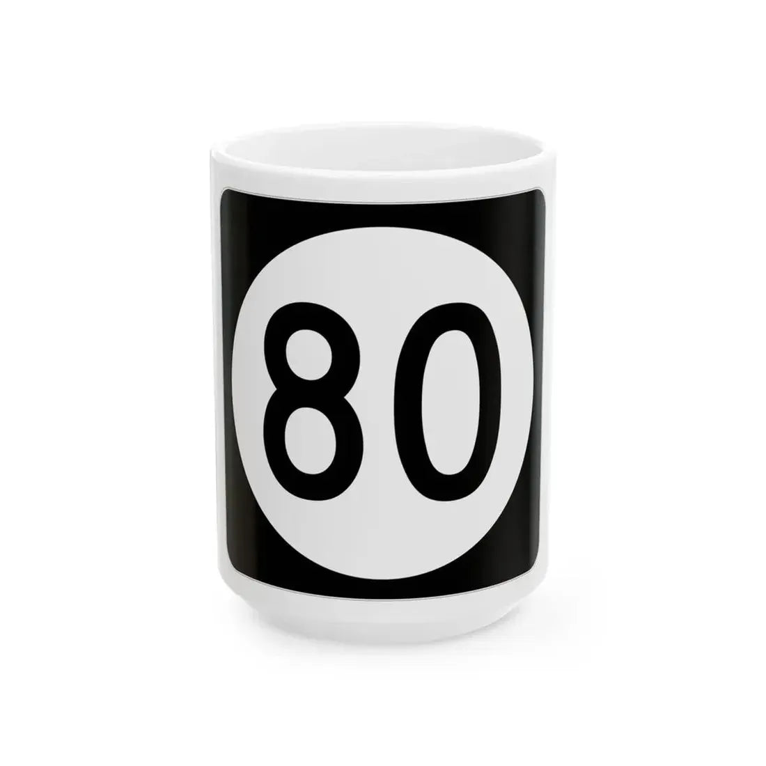 Iowa 80 (Iowa) (Road Sign) White Coffee Mug 15oz - Go Mug Yourself