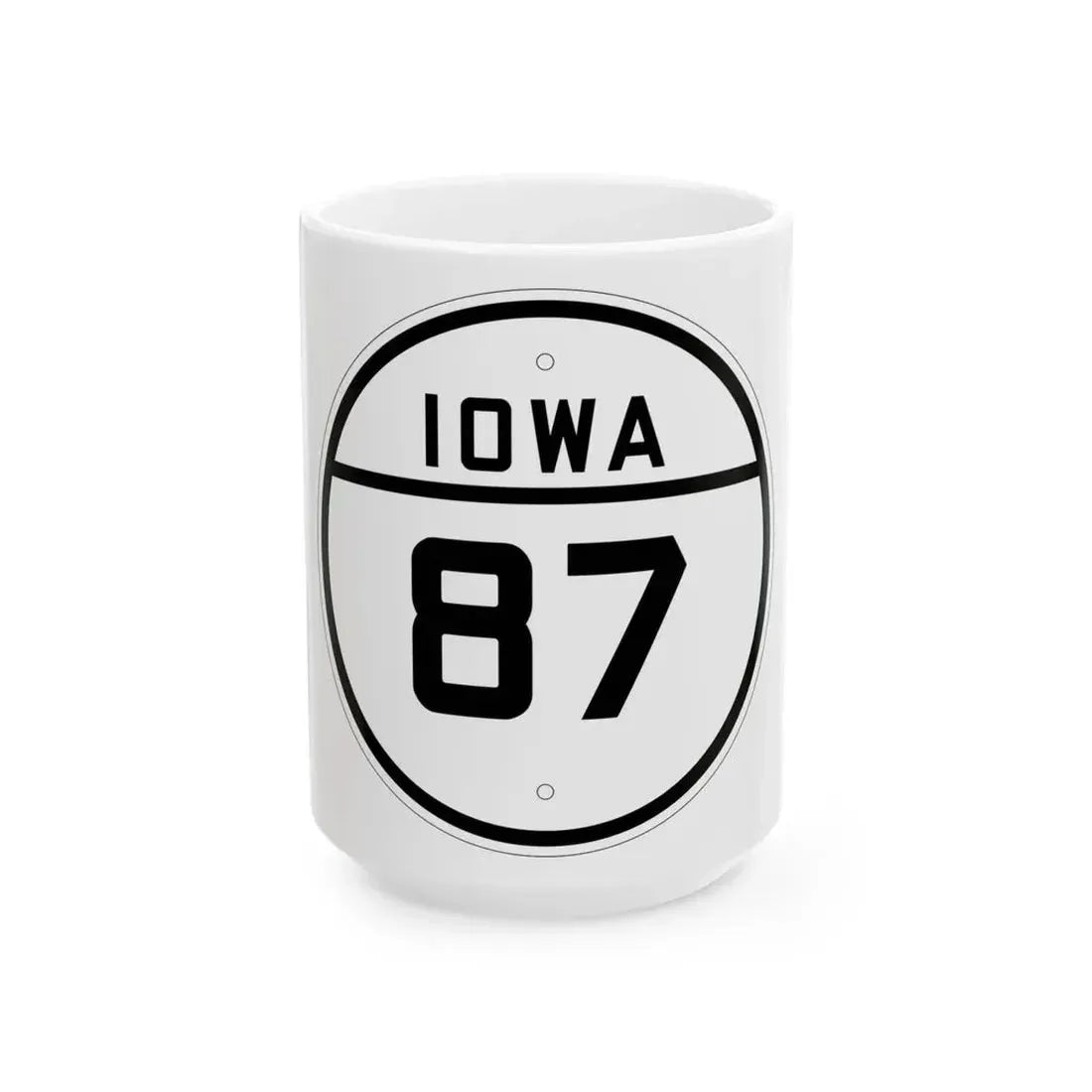 Iowa 87 1926 (Iowa) (Road Sign) White Coffee Mug 15oz - Go Mug Yourself