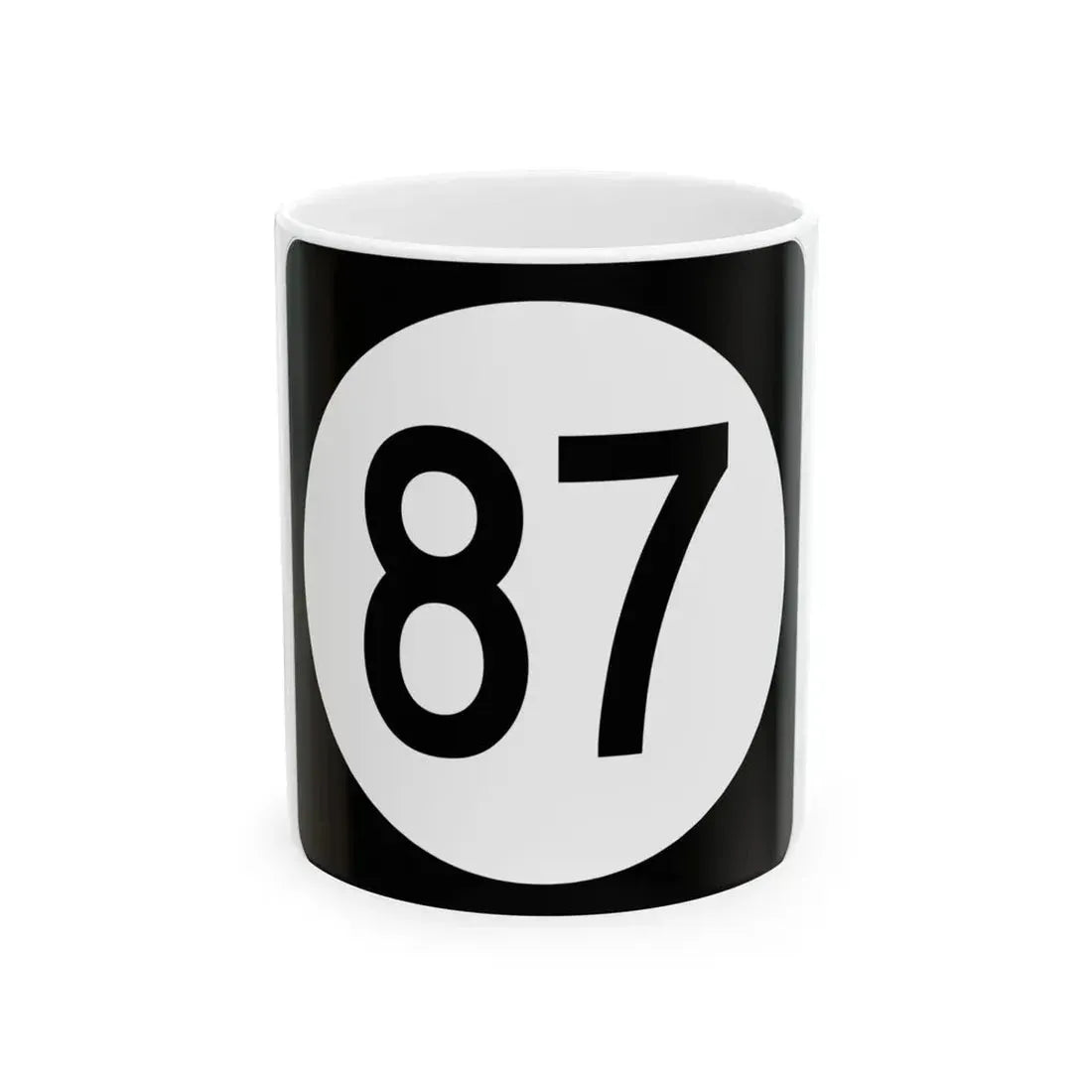 Iowa 87 (Iowa) (Road Sign) White Coffee Mug 11oz - Go Mug Yourself