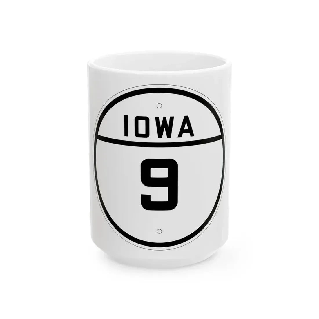 Iowa 9 1926 (Iowa) (Road Sign) White Coffee Mug 15oz - Go Mug Yourself
