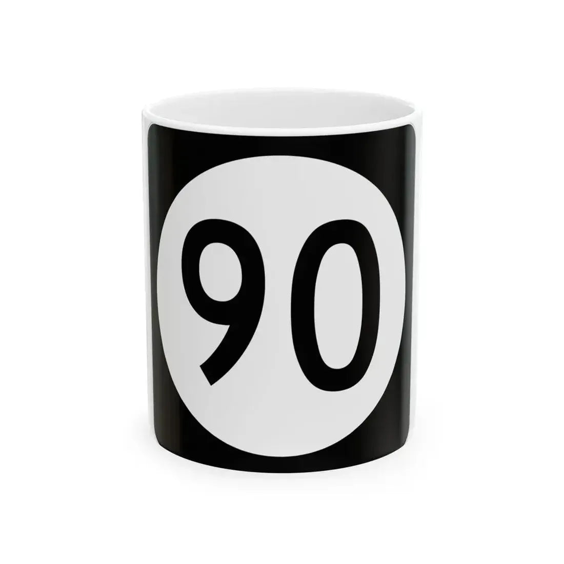 Iowa 90 (Iowa) (Road Sign) White Coffee Mug 11oz - Go Mug Yourself