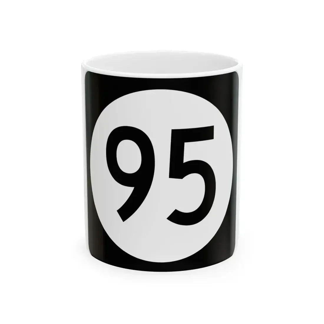 Iowa 95 (Iowa) (Road Sign) White Coffee Mug 11oz - Go Mug Yourself