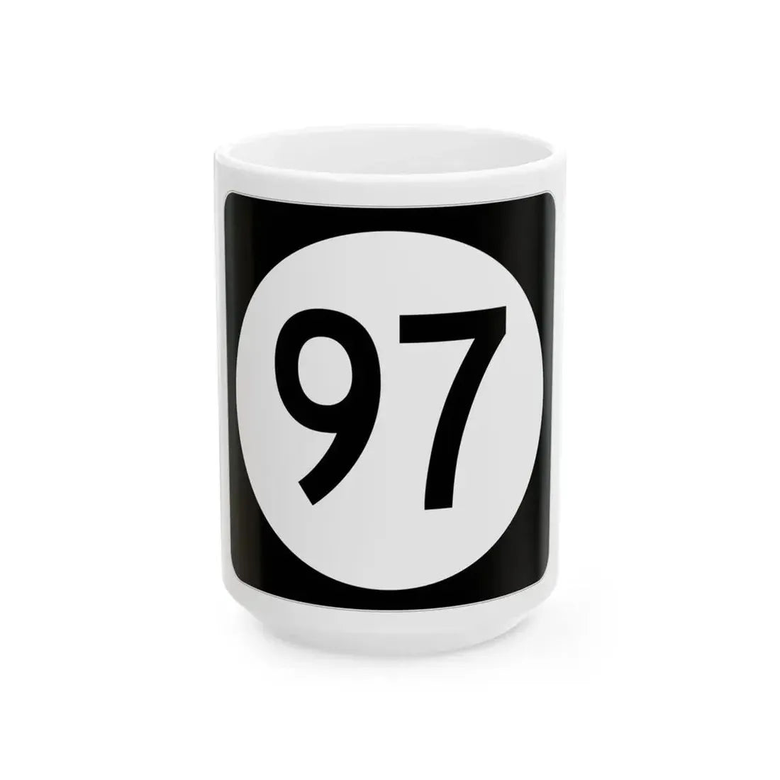 Iowa 97 (Iowa) (Road Sign) White Coffee Mug 15oz - Go Mug Yourself