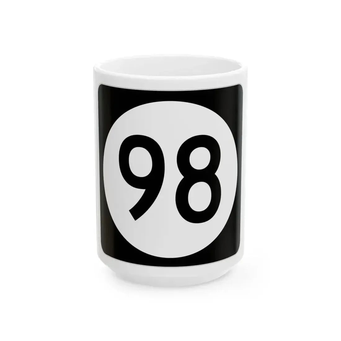 Iowa 98 (Iowa) (Road Sign) White Coffee Mug 15oz - Go Mug Yourself