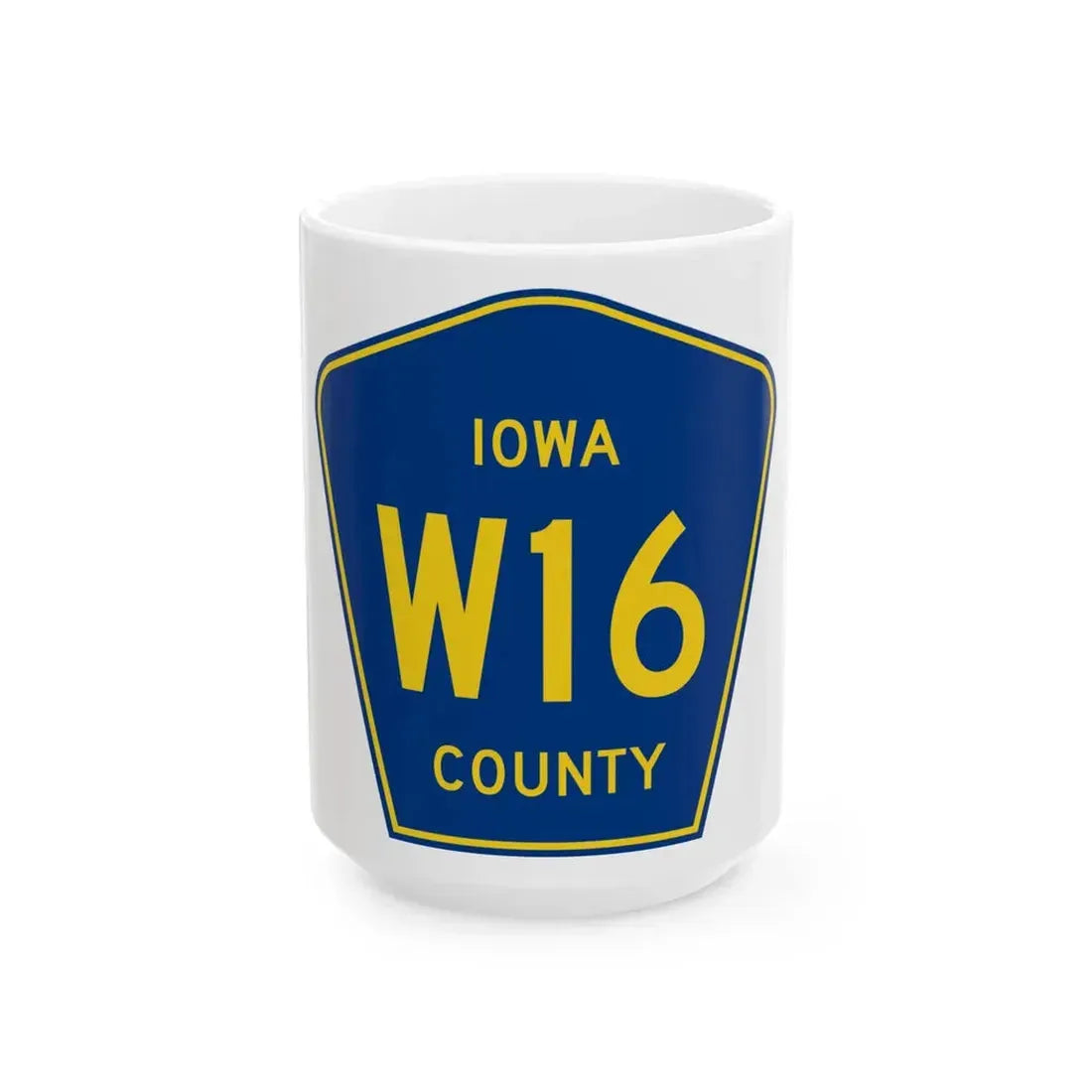 Iowa County Route W16 IA (Iowa) (Road Sign) White Coffee Mug 15oz - Go Mug Yourself