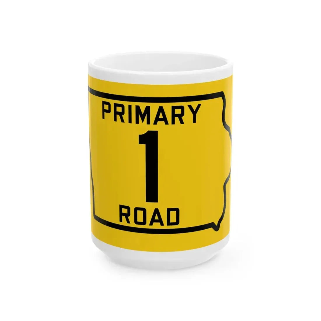 Iowa Primary 1 (Iowa) (Road Sign) White Coffee Mug 15oz - Go Mug Yourself