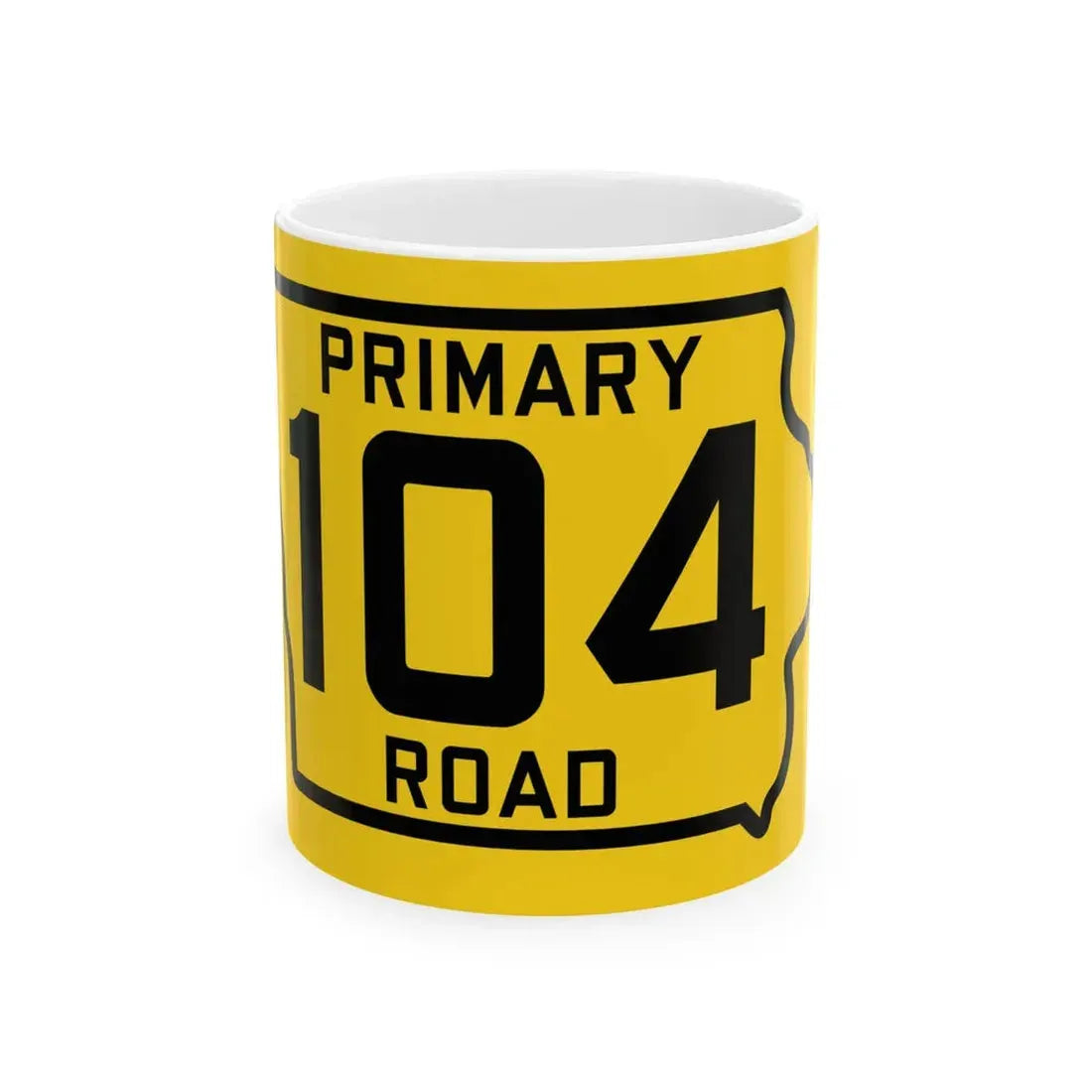 Iowa Primary 104 (Iowa) (Road Sign) White Coffee Mug 11oz - Go Mug Yourself