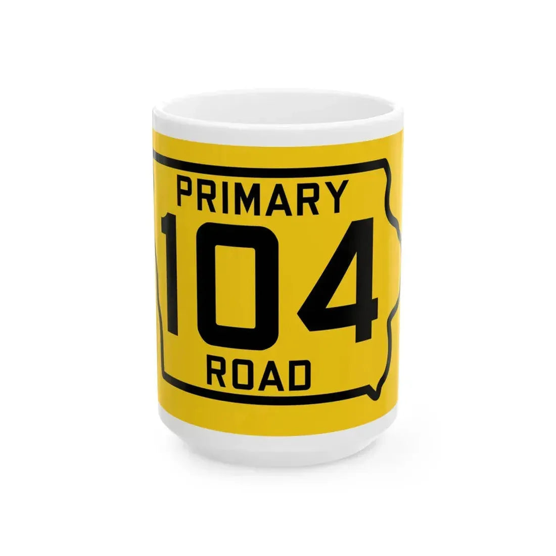 Iowa Primary 104 (Iowa) (Road Sign) White Coffee Mug 15oz - Go Mug Yourself