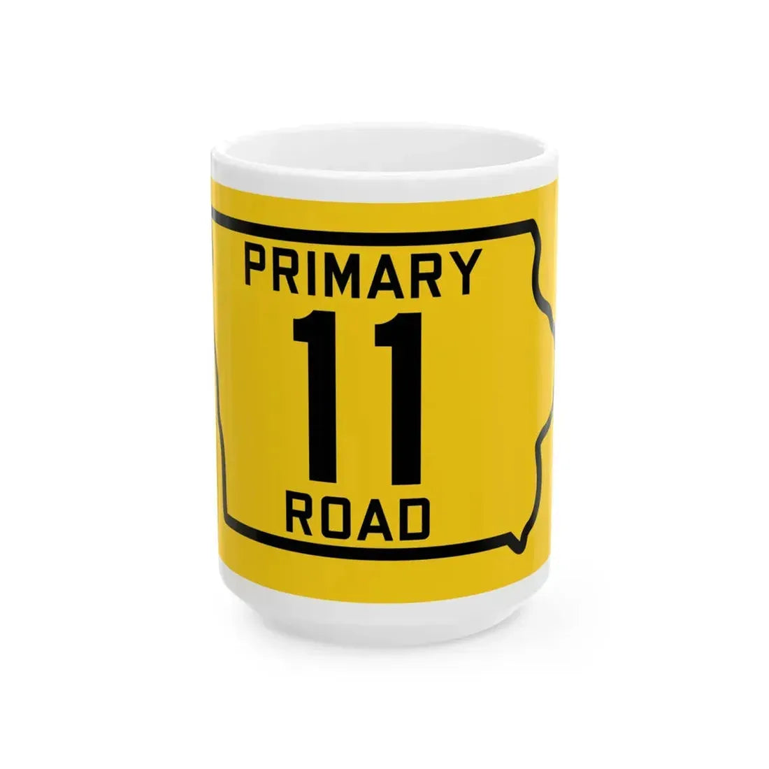Iowa Primary 11 (Iowa) (Road Sign) White Coffee Mug 15oz - Go Mug Yourself
