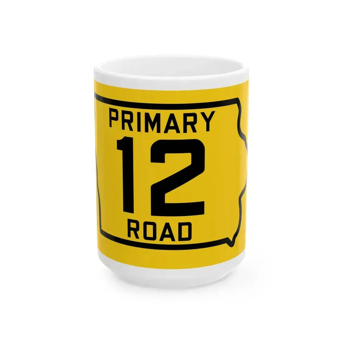 Iowa Primary 12 (Iowa) (Road Sign) White Coffee Mug 15oz - Go Mug Yourself
