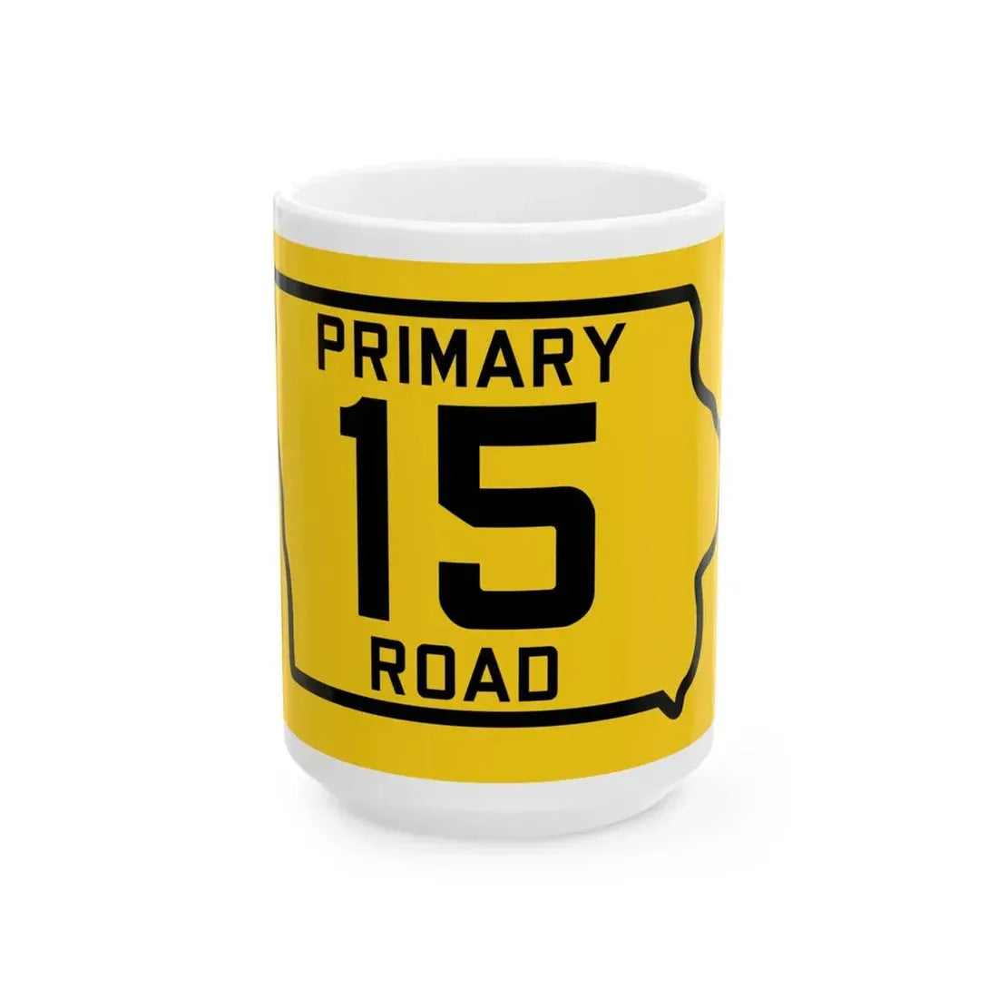 Iowa Primary 15 (Iowa) (Road Sign) White Coffee Mug 15oz - Go Mug Yourself