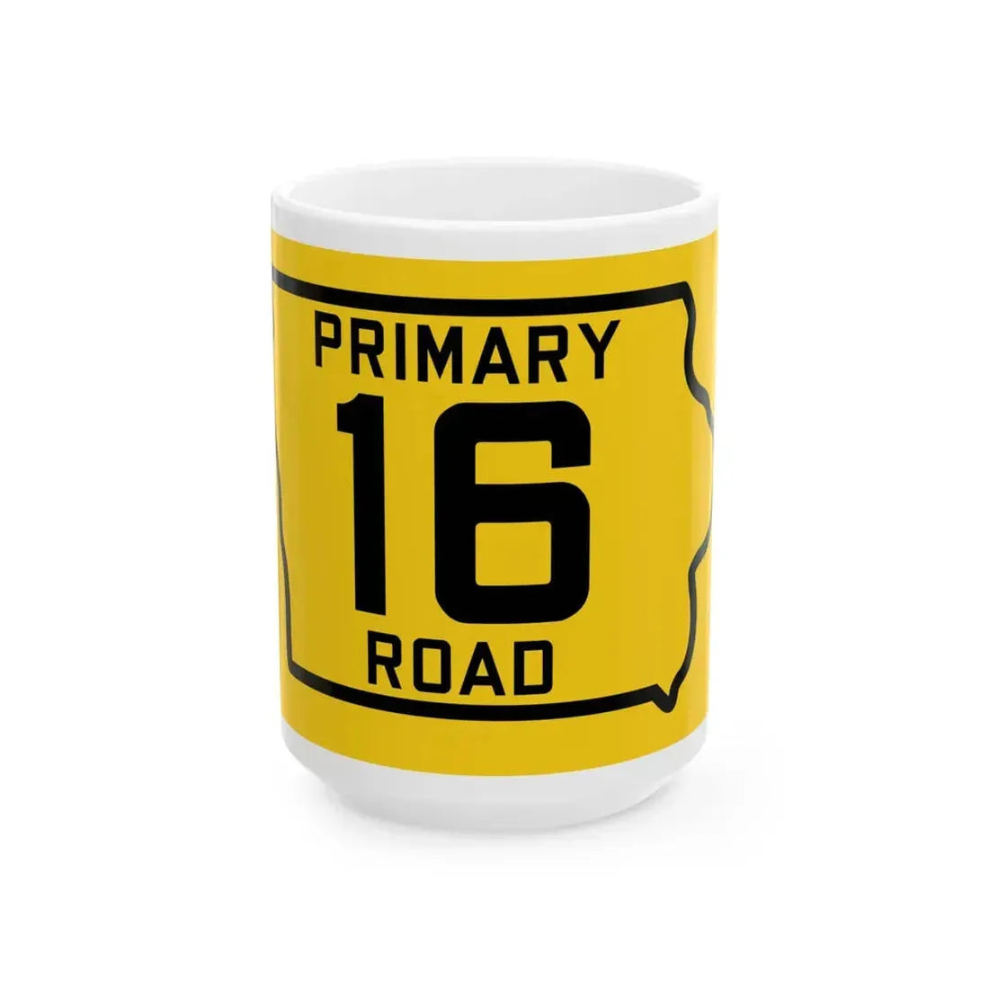 Iowa Primary 16 (Iowa) (Road Sign) White Coffee Mug 15oz - Go Mug Yourself